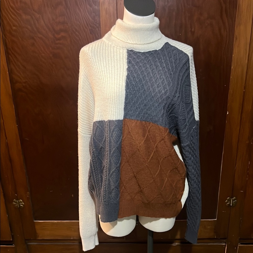 Colorblock Turtleneck Sweater